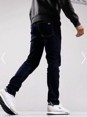 Lacoste Mens Dark Wash Straight Leg Denim Jeans 40x34 Dark Indigo NEW